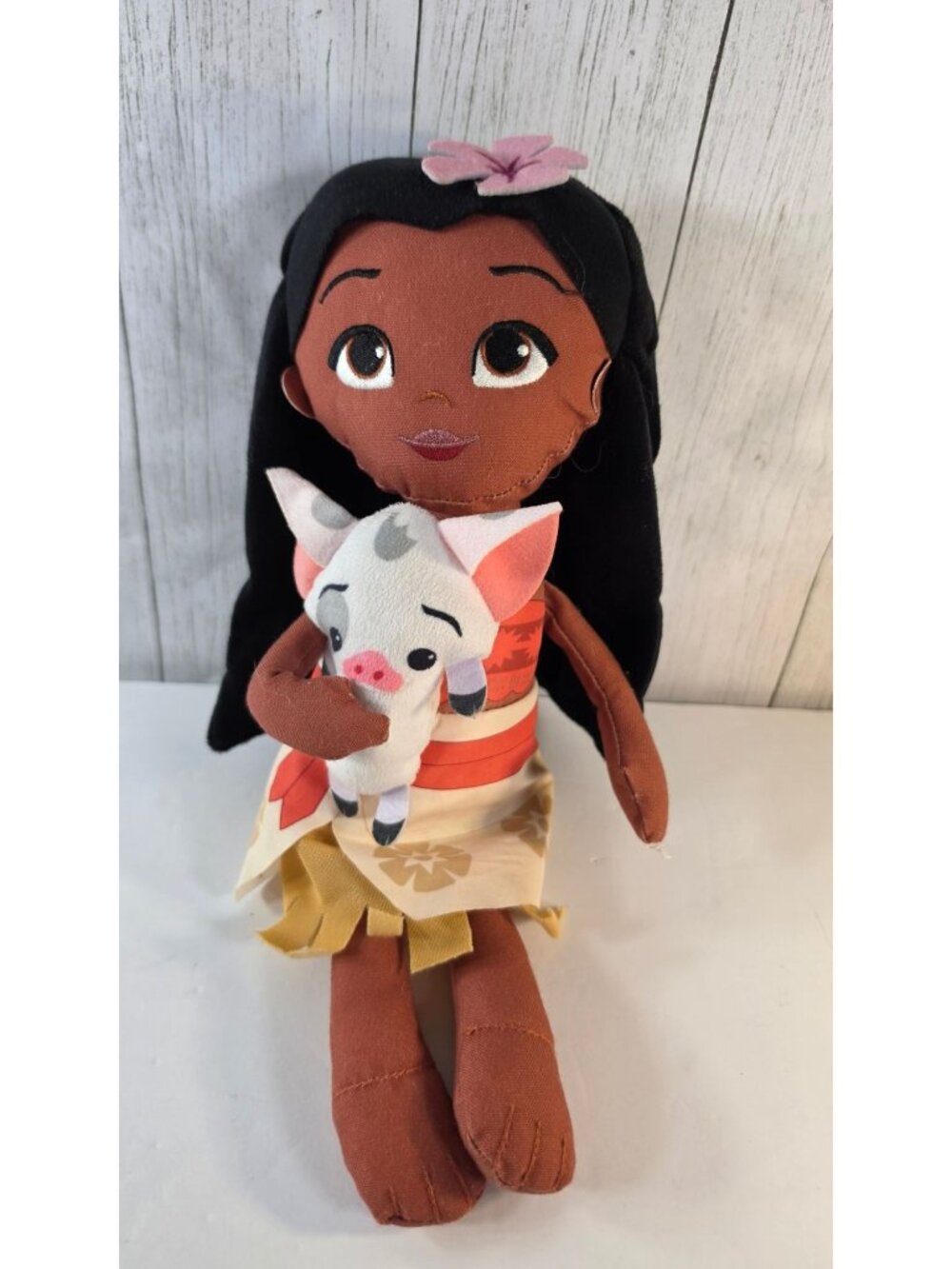 DISNEY PRINCESS MOANA PLUSH DOLL WITH PUA PIG LIL FRIENDS 14" STUFFED ANIMAL TOY